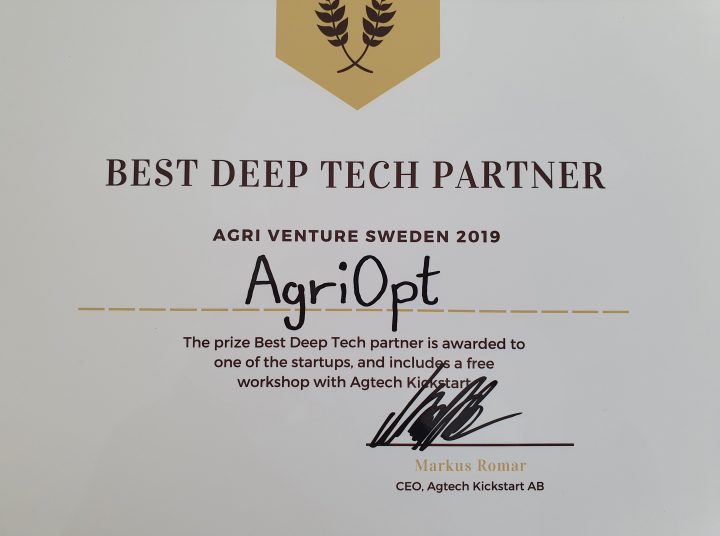 Prisade som ”Best Deep Tech Partner” på Agri Venture Sweden